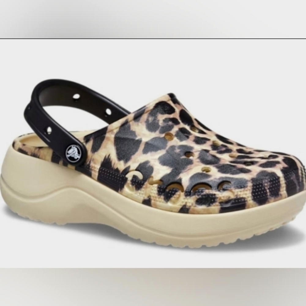 New CROCS Baya Platform Animal Print Clog Sz.4